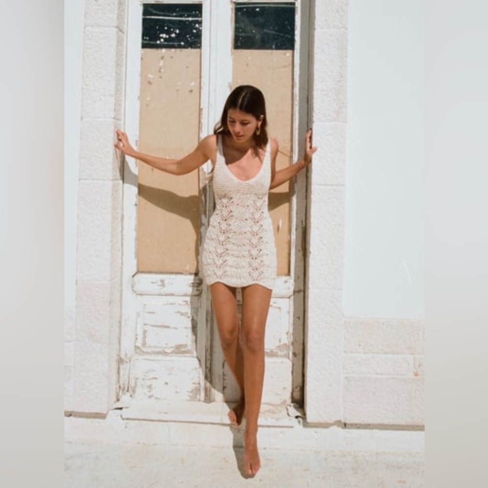 NWT Zara Openwork Knit Crochet Mini Dress